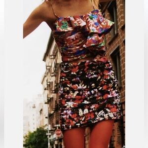 ZARA FLORAL PRINT MINI SKIRT 9088/693 Black